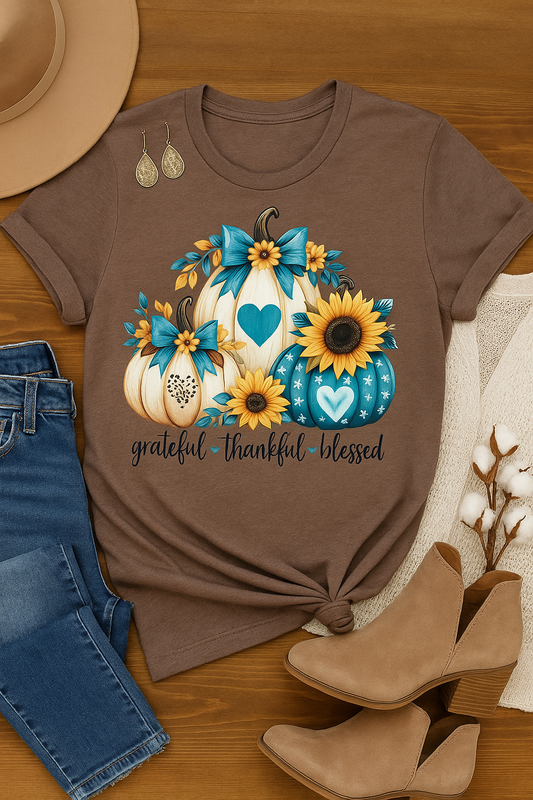 Grateful Thankful Blessed Pumpkin Tee